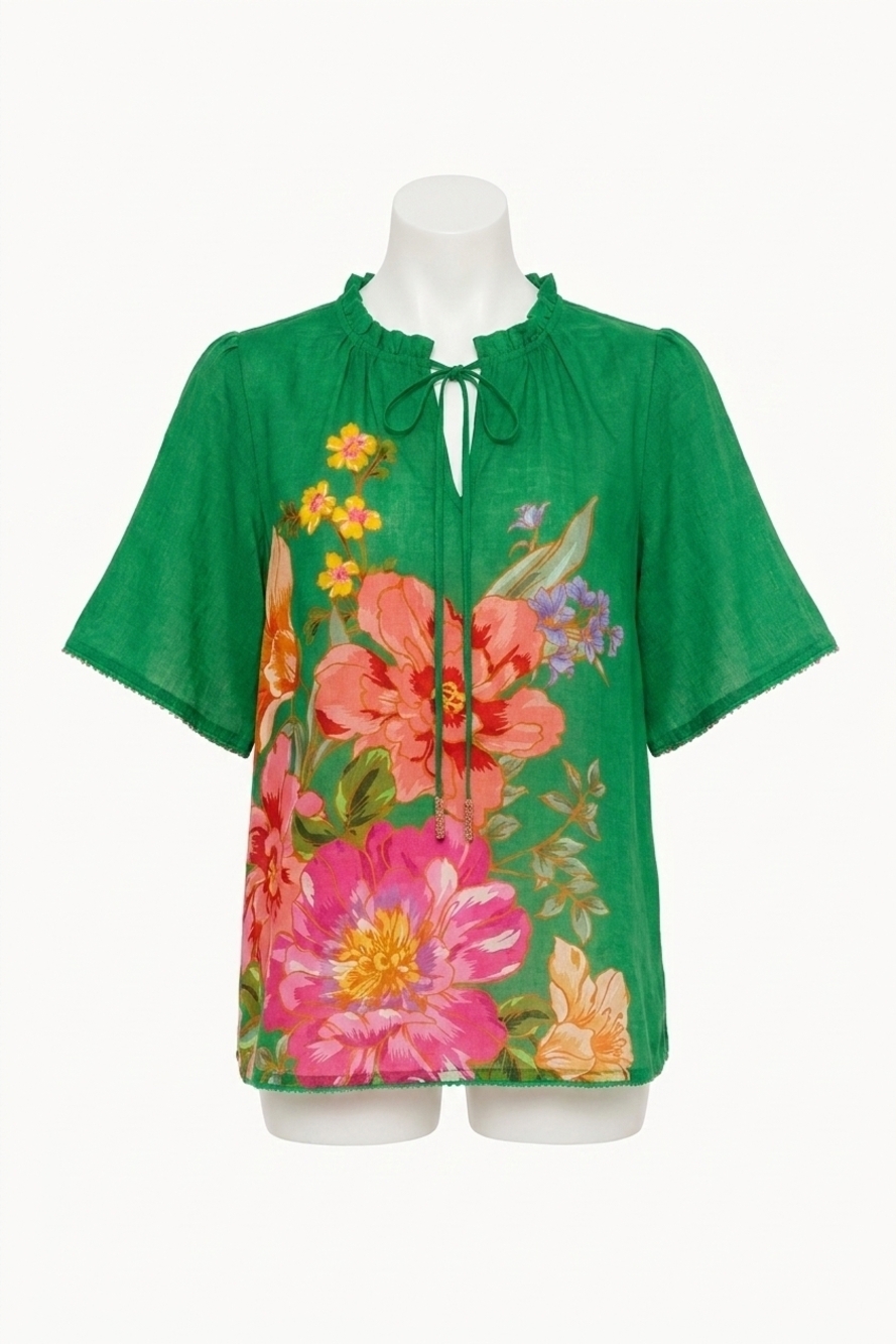 NEW JOHNNY WAS flutter sleeve blouse in celiora